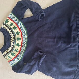 Hanna Anderson Navy Blue Patterned Girls Sweater Dress